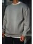 Kışlık Bisiklet Yaka Üç Iplik Basic Sweatshirt - Boyalı Gri 1
