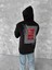 Uzun Kol Kapüşonlu Ön ve Arka Baskılı Sweatshirt - Siyah 2