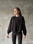 Osy Modal Yumuşak Dokulu Kumaş Bisiklet Yaka Oversize Sweatshirt - Siyah 1