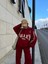 Üç Iplik Yakalı Sweat Baggy Pantalonlu Takım - Bordo 1