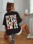 Kadın Bisiklet Yaka Baskılı T-Shirt - Siyah 3