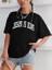 Kadın Bisiklet Yaka Kısa Kol Baskılı T-Shirt - Siyah 2