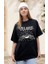 Kadın Bisiklet Yaka Baskılı T-Shirt - Siyah 1