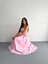 Straplez Pileli Elbise - Pembe 3