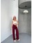 Osy Modal Yumuşak Dokulu Kumaş Nakış Işlemeli Rahat Bol Paça Eşofman Pantalon - Bordo 1