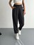 Kadın Yüksel Bel Beli Bağcıklı Rahat Cepli Boru Paça Pantalon - Siyah 1