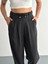 Kadın Yüksel Bel Beli Bağcıklı Rahat Cepli Boru Paça Pantalon - Siyah 2