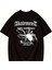 Örümcek Ağı Desenli Baskılı Oversize Bisiklet Yaka T-Shirt - Siyah 3