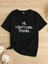 Hi, I Don't Care. Thanks. (Merhaba, Önemli Değil. Teşekkürler.) Baskılı Oversize Bisiklet Yaka T-Shirt - Siyah 1