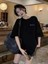 Newtro Baskılı Oversize Bisiklet Yaka T-Shirt - Siyah 2