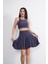 Sendy Kumaş Bisiklet Yaka Crop Şortlu Etek Ikili Takım - Antrasit 2