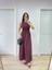 Kolsuz Göğüs Lastıklı %100 Poplin Uzun Elbise - Bordo 4