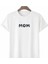 Anneler Gününe Özel Tasarım Mom Çiçek Baskılı T-Shirt - Beyaz 1
