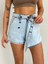 Kot Jeans Kesimetrik Kesim Cepli Şortlu Etek - Gri 1