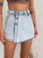 Kot Jeans Kesimetrik Kesim Cepli Şortlu Etek - Gri 4