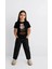 Kız Labubu Çocuk Baskılı T-Shirt - Siyah 2