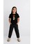 Kız Labubu Çocuk Baskılı T-Shirt - Siyah 2
