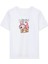 Kız Labubu Çocuk Baskılı T-Shirt - Beyaz 1