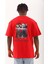 Unisex Oversize Baskılı Bisiklet Yaka T-Shirt - Kırmızı 5