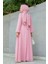 Narin Mat Şifon Tesettür Abiye-Pembe 3