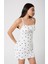 Kalp Baskılı Askılı Mini Pijama Gecelik+Tanga 1