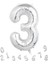 Rakam Folyo Balon 3 Gümüş Renk 80 cm - 32" 1