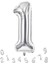 Rakam Folyo Balon 1 Gümüş Renk 100 cm - 40" 1