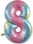 Rakam Folyo Balon 8 Gökkuşağı Renk 86 cm - 34” 1