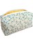 Cotton Blossom Kapitoneli Astarlı Makyaj ve Kozmetik Organizer Çanta Yeşil Zemin Papatya Desenli Elyaf Dolgulu Geniş Boy 1