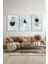 Modern Geometrik Çizimler Kombin 3 Parça Set Cam Tablo, Ev ve Ofis Duvar Dekoru, Lüks Hediyelik 3