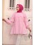 Büzgü Detaylı Pembe Tesettür Tunik 101033P 1