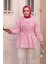 Büzgü Detaylı Pembe Tesettür Tunik 101042P 1