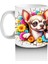 Renkli Çiçeklerle Süslenmiş Chihuahua Deseni - Baskılı Kahve Kupası 2