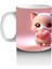 Kalpli Figür Tutan Sevimli Pembe Kedi (Ön ve Arka) - Baskılı Kahve Kupası 2