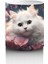 Çiçeklerle Süslenmiş Beyaz Kedi – Baskılı Kupa 3
