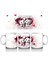 Pembe Kalplerle Süslenmiş Iki Beyaz Kedi - Baskılı Kahve Kupası 1