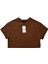 Fiora Kahverengi Crop Basic Tshirt 1