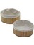 2li Yuvarlak Bambu Kenar Organizer Sepet Ahşap Altlık - Bezli Ç:24.5cm Y:10CM - Ç:20CM Y:8cm (4887) 2