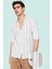 Erkek Slim Fit Ince Çizgili Gömlek Yaka Düğmeli Uzun Kollu Günlük Yaz Aylarının Vazgeçilmezi 1