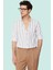Erkek Slim Fit Ince Çizgili Gömlek Yaka Düğmeli Uzun Kollu Günlük Yaz Aylarının Vazgeçilmezi 3