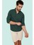 Erkek Slim Fit Hakim Yaka Pamuklu Keten Görünümlü Gömlek Günlük Kullanım Dayanıklı Malzeme 2