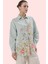 Kadın Çiçekli Desenli Oversize Keten Görünümlü Gömlek Polyester Günlük Kullanım Hafta Sonu 2