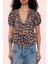 Kadın Leopar Desenli Bağlamalı Bluz Basic Kalıp Pamuk Günlük Kullanım Yaz Aylarının Vazgeçilmezi 2
