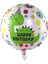 Yuvarlak Happy Birthday Baskılı Yeşil Dinazor Folyo Balon 1