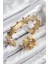 Pirinç Topcuk Model Gold Renk Bileklik Yüzük Set 1