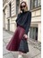 Kadın Bordo Pileli Etek Kombini – Günlük ve Şık Stil | Sonbahar/kış Moda 2