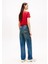 Yüksek Bel Düz Paça Slim Straight Koyu Mavi Kadın Denim Pantolon DW0DW205121A5 2