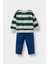 Erkek Bebek 2'li Takım Çizgili Sweatshirt Jean Pantolon F3304A525AU 1