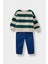 Erkek Bebek 2'li Takım Çizgili Sweatshirt Jean Pantolon F3304A525AU 4