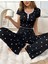 Kısa Kollu Kalp Baskılı Yazlık Beyaz Pijama Takımı 2